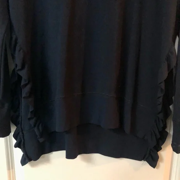 Stella & Dot Navy Lightweight Sweater with Side Ruffle - Picture 3 of 4